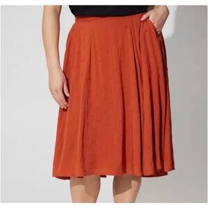Torrid Midi Skirt Women's 2X 18-20 Orange (PICANTE) Eyelet A-line Skirt NWT